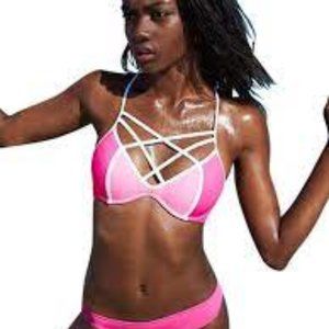 Pink Victoria Secret Strappy Front Bikini Top - image 1